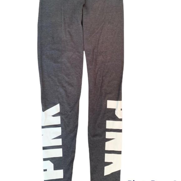 🌟HOST PICK!🌟 Iconic Victoria Secret’s PINK grey leggings with emblem - Picture 2 of 4